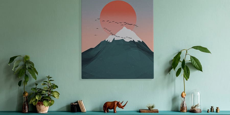 Bild in Wohnzimmer im Japandi-Stil