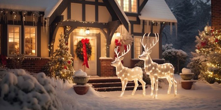 Einfamilienhaus mit amerikanischer Weihnachtsdeko