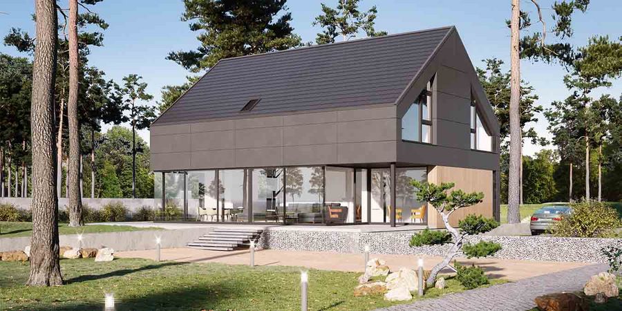 Modernes Designhaus mit Satteldach