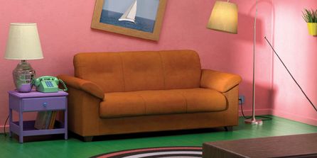 Wohnzimmer der TV-Familie "Die Simpsons" nachgestellt mit Ikea-Möbeln.