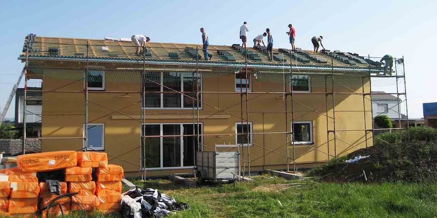 Strohballenbau Hausbau Dach 