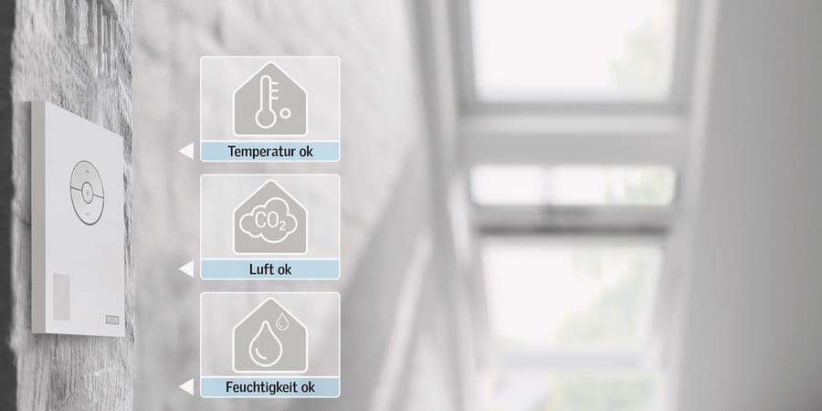 Smart Home Schalter zeigt Temperatur, Feuchtigkeit und Sauerstoffgehalt an