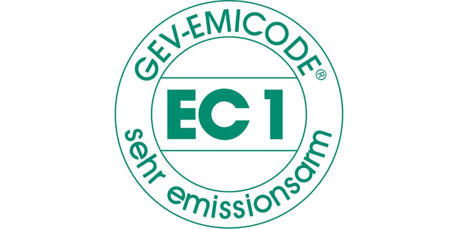 Emicode-Siegel "EC1" steht für emissionsarme Baustoffe.
