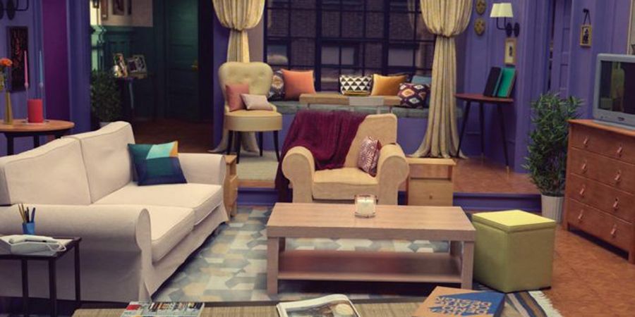 Wohnzimmer im amerikanischen Wohnstil aus der TV-Serie „Friends“