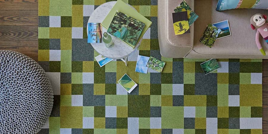 Teppichboden in Grün mit Würfelmuster