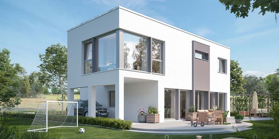 Bauhaus-Villa mit großen Fensterflächen
