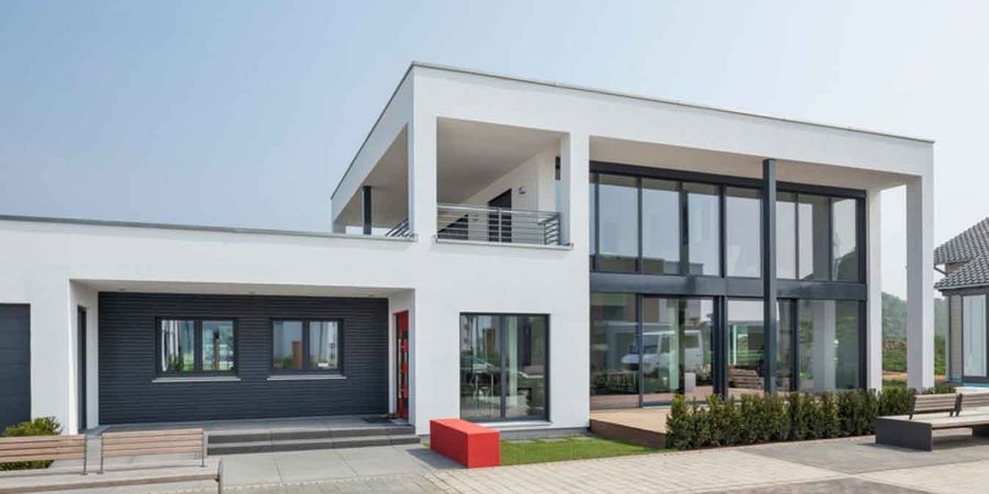 Musterhaus Luxhaus frame mit ebenerdiger Einliegerwohnung im Anbau 