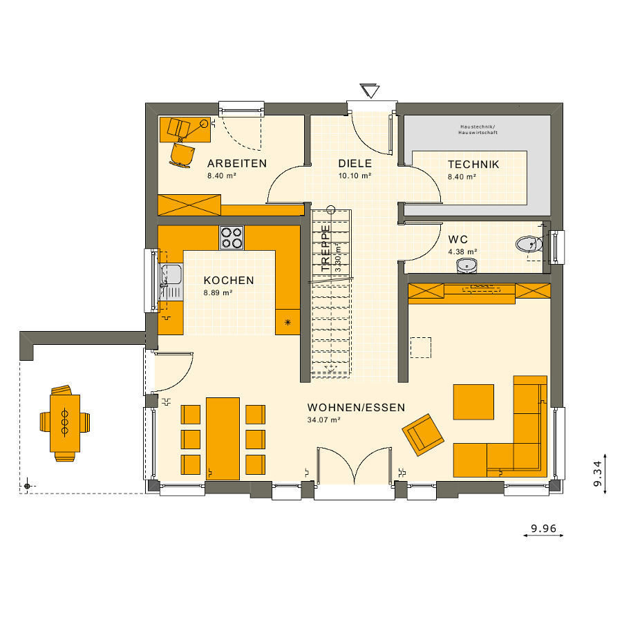 Grundriss Erdgeschoss - Sunshine 154 - Living Fertighaus GmbH