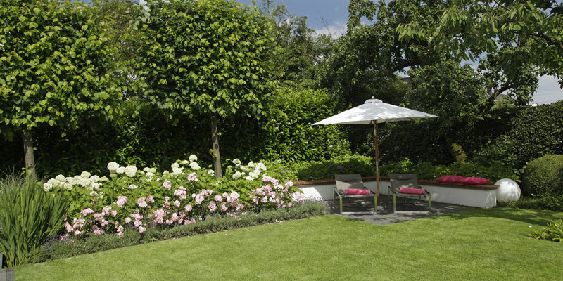 Garten anlegen mit Hortensien in weiß und rosa